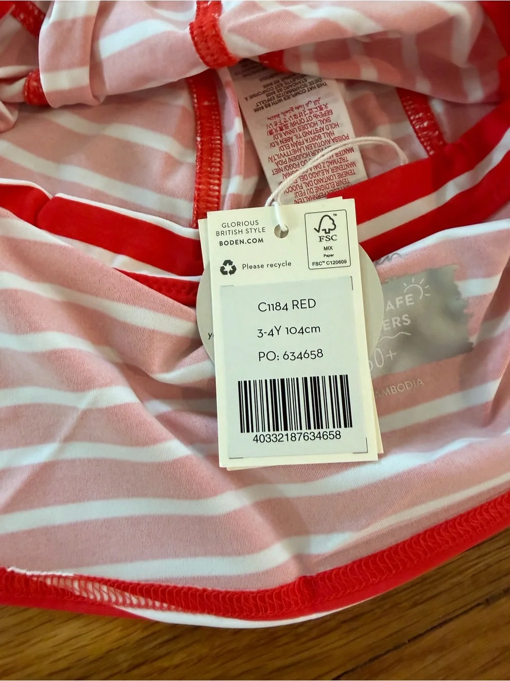 Boden Red and White Baby Sun Hat NWT